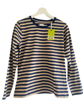 Navy and Beige Long Sleeve T-Shirt