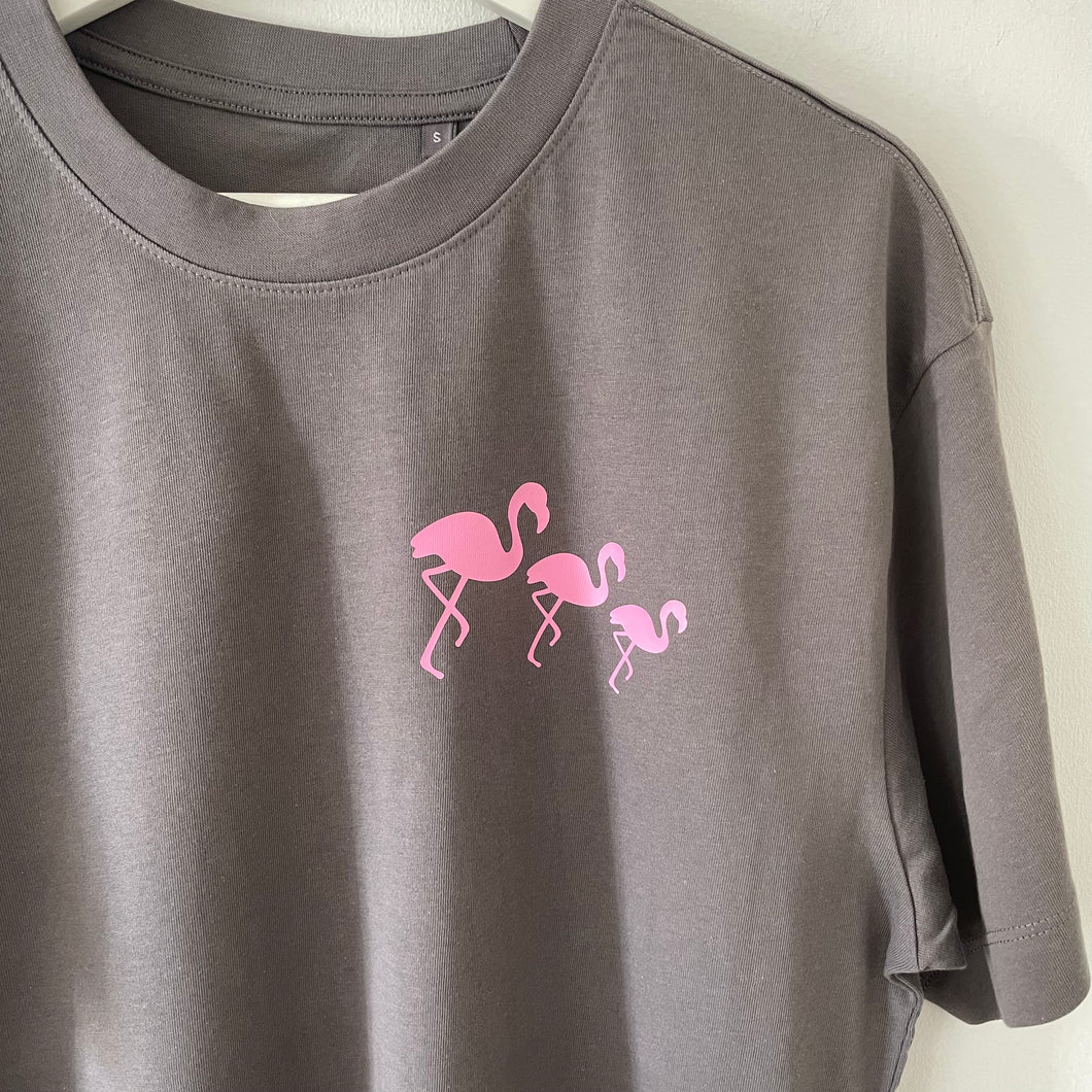 Flamingo Trio Slogan Tee - Charcoal T-Shirt