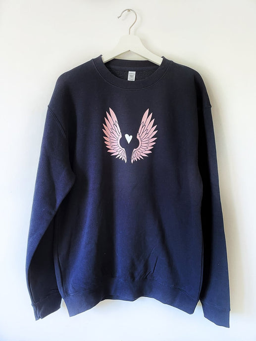 Wings Graphic Print Sustainable Sweatshirt - Navy