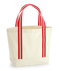 Organic Cotton Boat Bag - Cream and Red